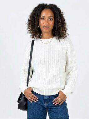 Brandy Melville Cable Knit Sweater Preppy Minimalist Cotton Blend Oversized Cozy
